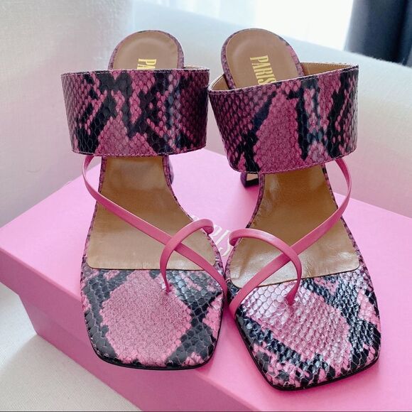 Paris Texas Python Print Crossover Thong Sandals - Picture 2 of 9